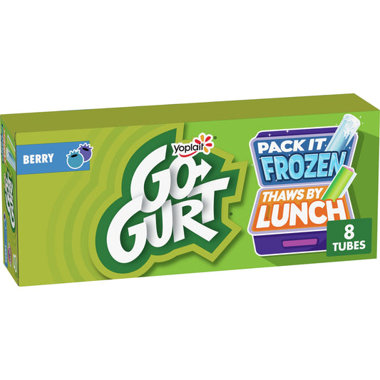 Go-GURT Berry Kids Fat Free Yogurt, Gluten Free, 2 oz. Yogurt Tubes (8 Count)