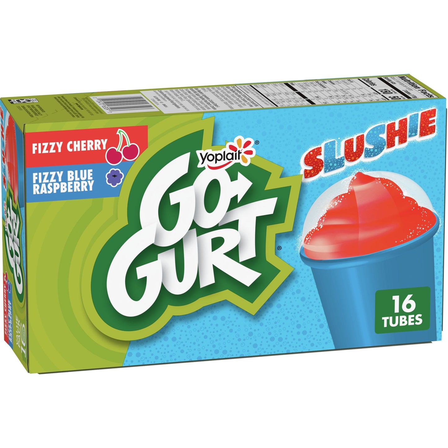 Go-Gurt Slushie Fizzy Black Raspberry and Cherry Low Fat Yogurt Style Snack Tubes 16 Ct