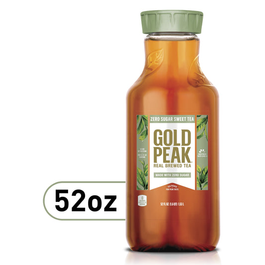 Gold Peak Real Brewed Tea Zero Sugar, Diet Iced Tea Drink, 52 fl oz