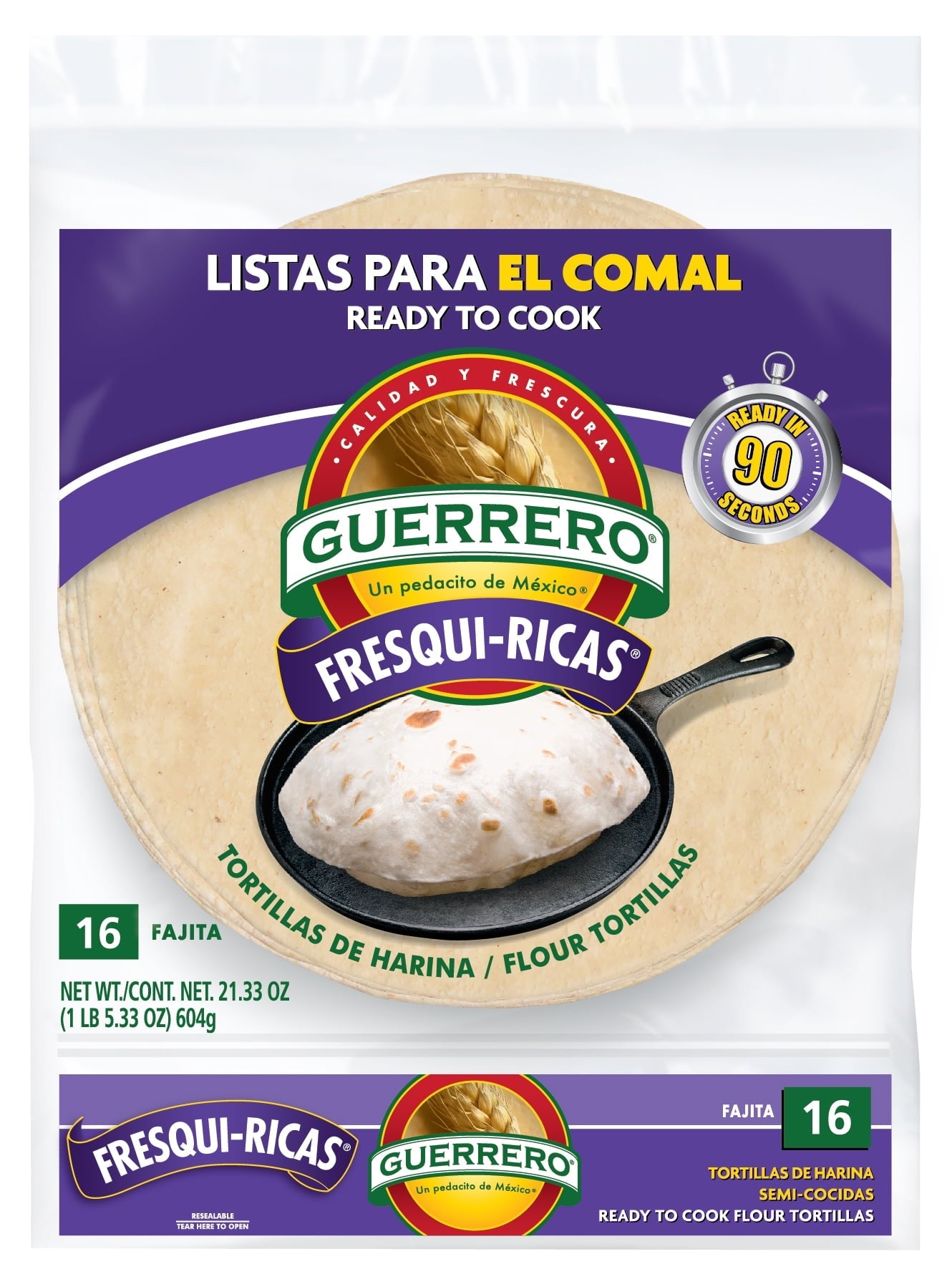 Guerrero Fresqui-Ricas Ready to Cook Fajita Flour Tortillas, 16 Count