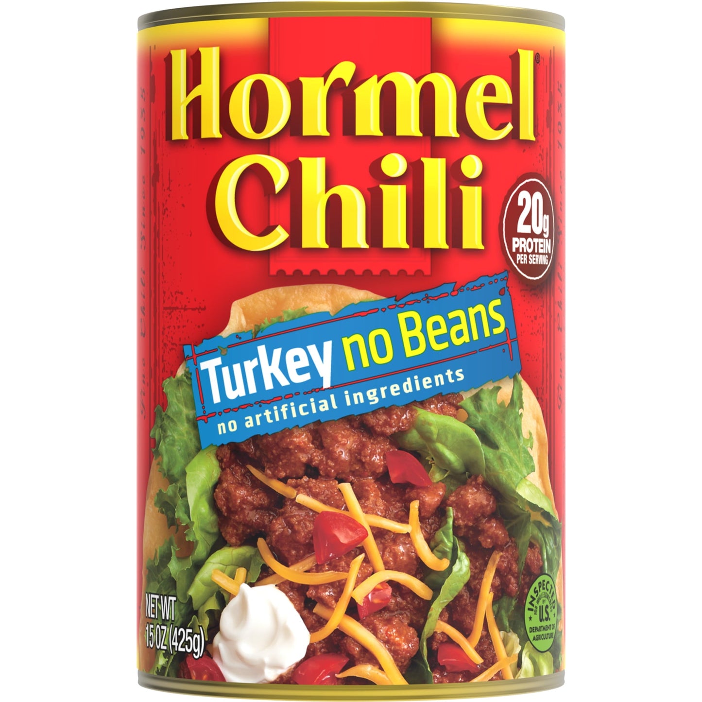 HORMEL Chili Turkey No Bean, No Artificial Ingredients, 15 oz Aluminum Can