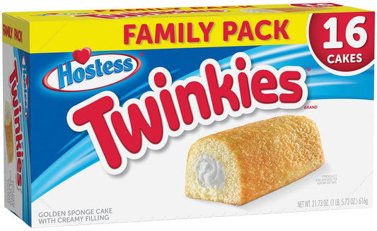 HOSTESS TWINKIES, Golden Sponge Cake, Creamy Filling, Family Pack 16 Count, 21.73 oz