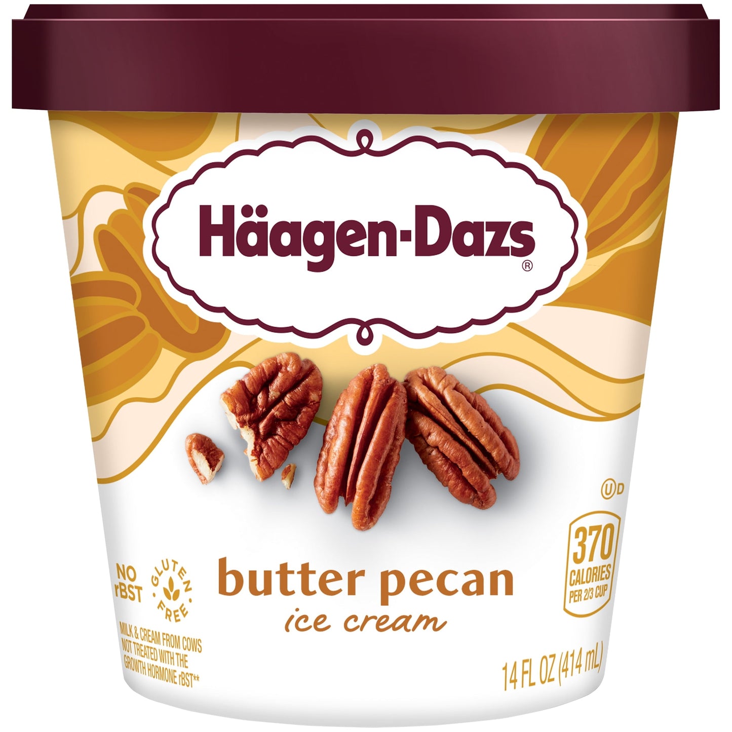 Haagen Dazs Butter Pecan Ice Cream, Gluten Free, Kosher, 1 Package, 14oz