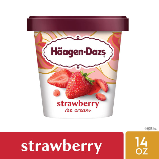Haagen Dazs Strawberry Ice Cream, Gluten Free, Kosher, 1 Package, 14oz