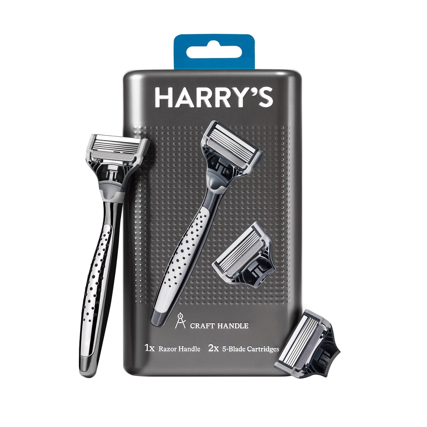 Harry's Men's Manual Craft Razor Handle and Two 5-Blade Razor Cartridges, Metallic