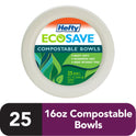 Hefty ECOSAVE Compostable Paper Bowls, 16 Ounce, 25 Count