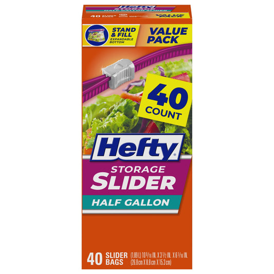 Hefty Slider Storage Bags, Half Gallon Size, 40 Count