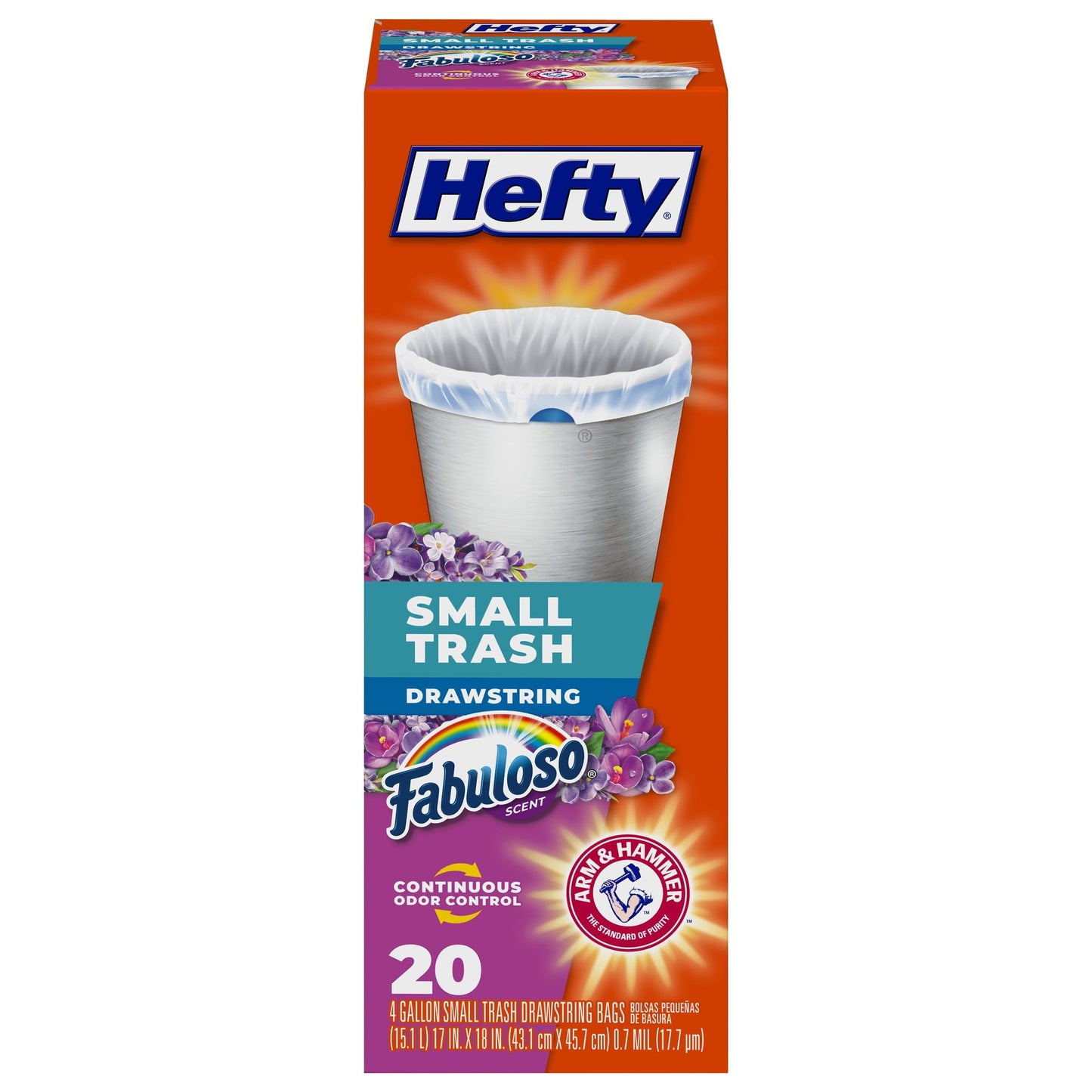 Hefty Small Garbage Bags, Drawstring, Fabuloso Scent, 4 Gallon, 20 Count