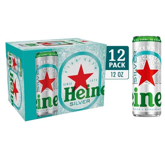 Heineken Silver Lager Beer, 12 Pack, 12 fl oz Cans, 4% Alcohol by Volume