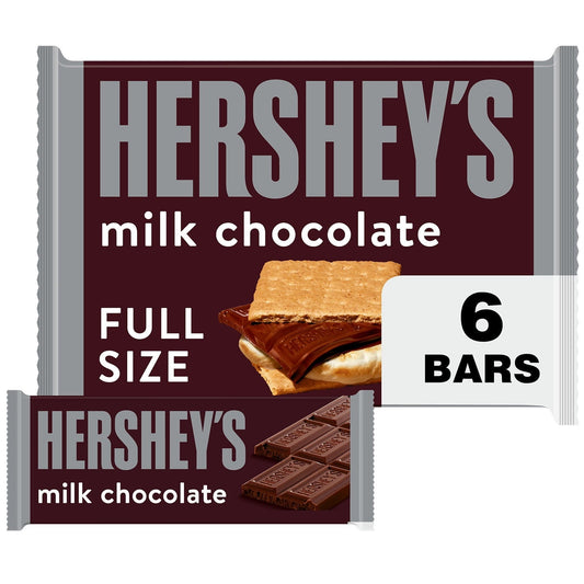 Hershey's Milk Chocolate Candy, Bars 1.55 oz, 6 Count