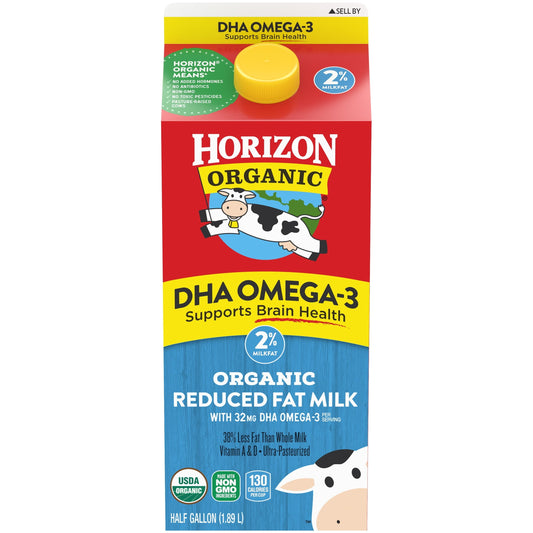 Horizon Organic 2% Reduced Fat DHA Omega-3 Milk, Half Gallon