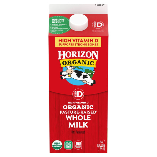 Horizon Organic Whole High Vitamin D Milk, Half Gallon