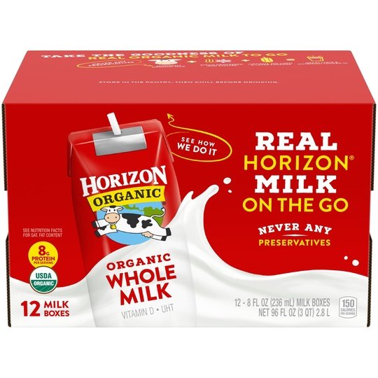 Horizon Organic Whole Shelf-Stable Milk Boxes, 8 Oz., 12 Count