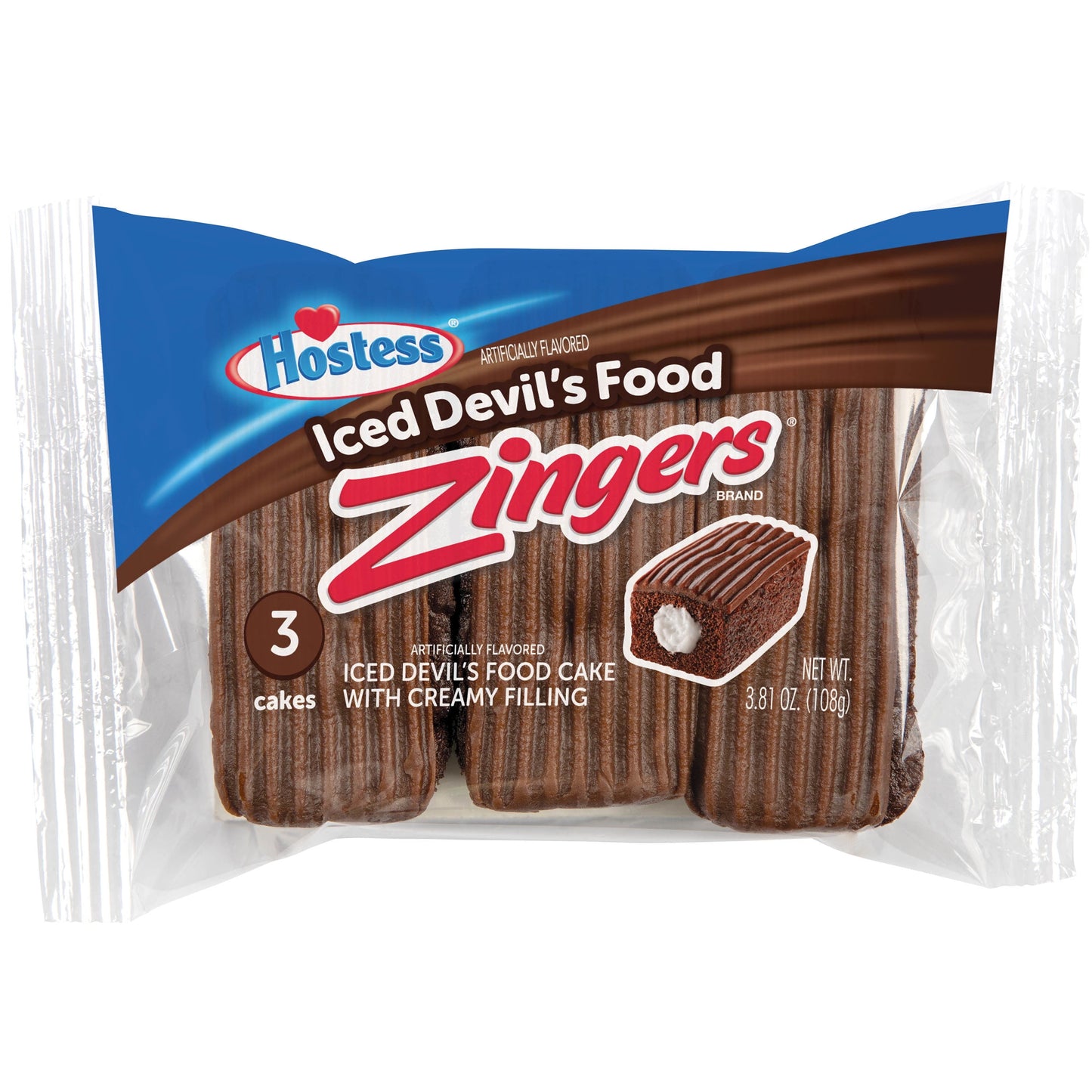 Hostess Devil's Food Zingers, Single Serve, 3 Count, 3.81 oz