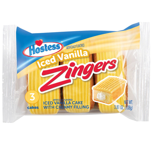 Hostess Iced Vanilla Zingers, Single Serve, 3 Count, 3.81 oz
