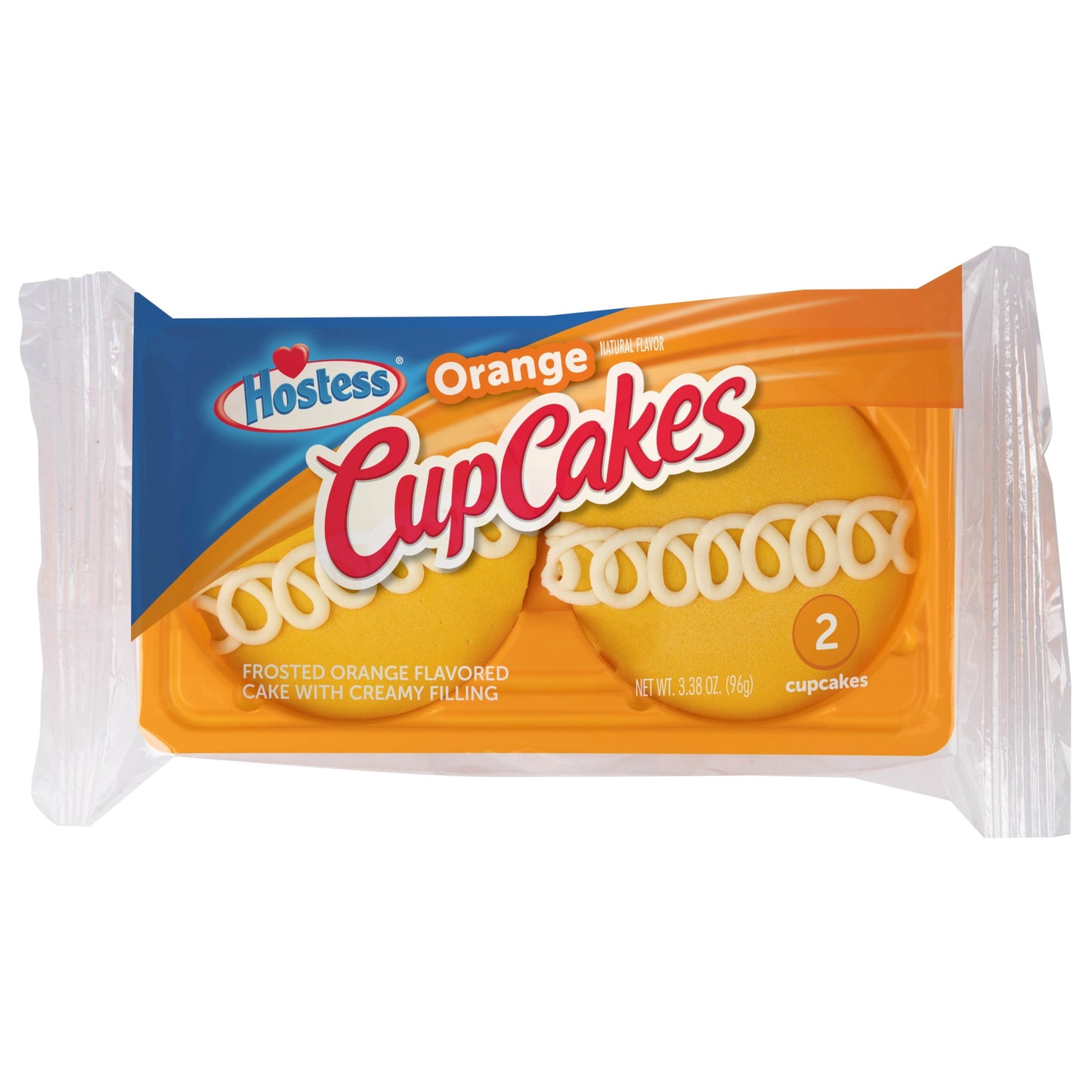 Hostess Orange Flavored Cupcakes, Single Serve, 2 Count, 3.38 oz