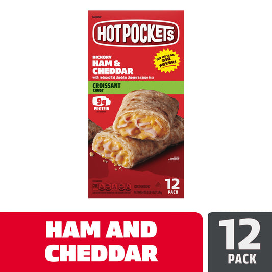 Hot Pockets Frozen Snacks, Ham and Cheddar Croissant Crust, 12 Regular Sandwiches (Frozen)