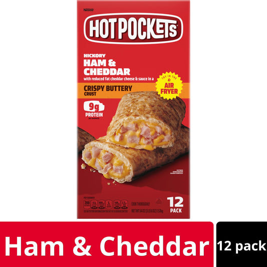 Hot Pockets Frozen Snacks, Hickory Ham and Cheddar Cheese, 12 Regular Sandwiches (Frozen)
