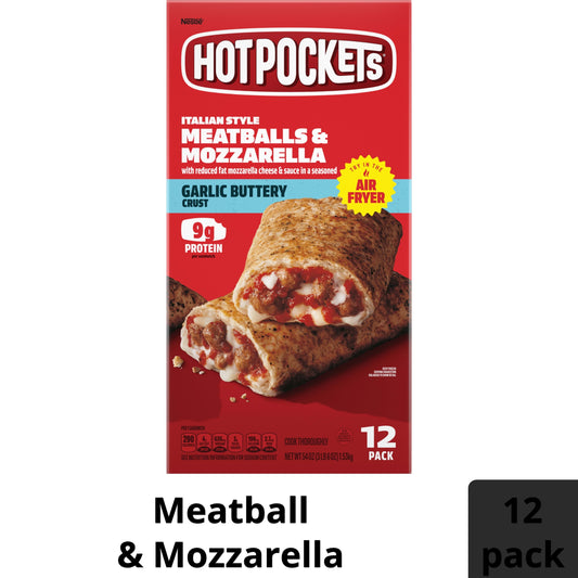 Hot Pockets Frozen Snacks, Meatballs and Mozzarella Cheese, 12 Regular Sandwiches (Frozen)