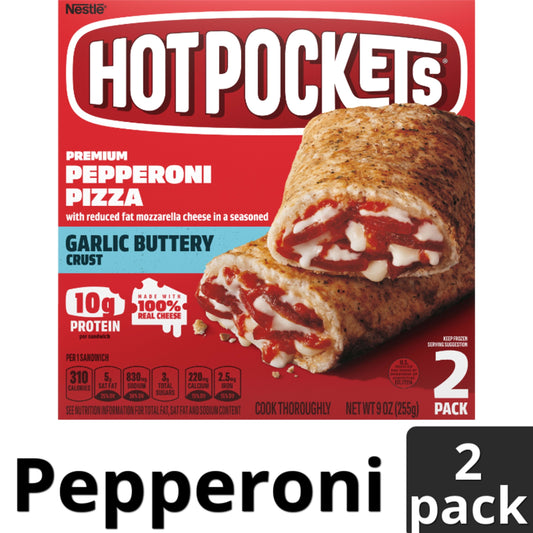 Hot Pockets Frozen Snacks, Pepperoni and Mozzarella, Pizza, 2 Regular Sandwiches (Frozen)
