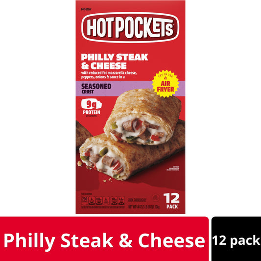 Hot Pockets Frozen Snacks, Philly Steak and Cheese, 12 Regular Sandwiches (Frozen)