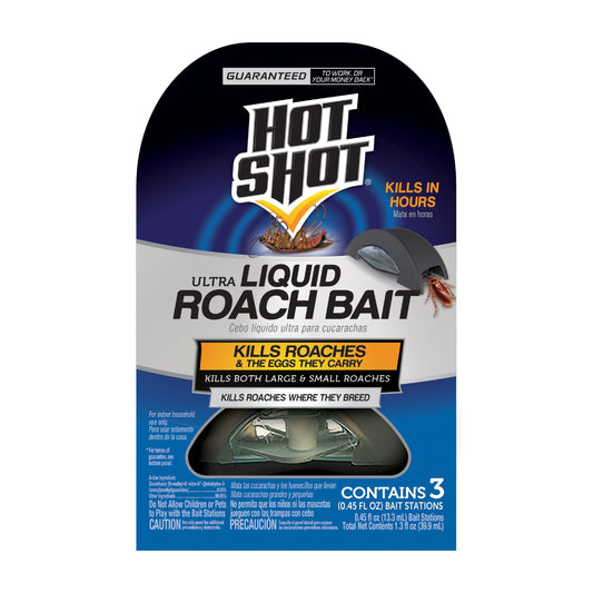 Hot Shot Ultra Liquid Roach Bait, 3 Count, Kills Roaches and Their Eggs