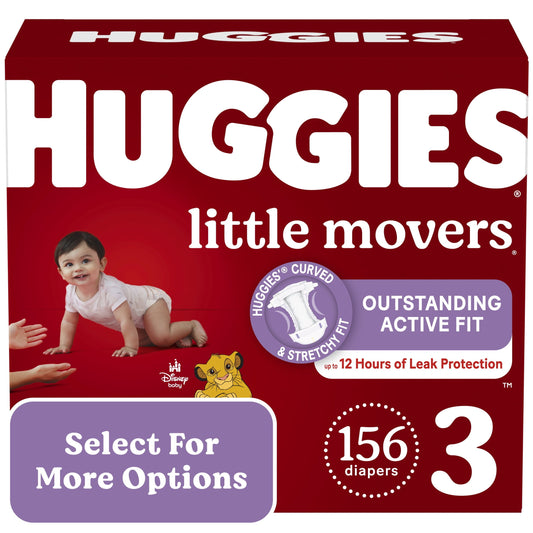 Huggies Little Movers Baby Diapers, Size 3, 156 Ct