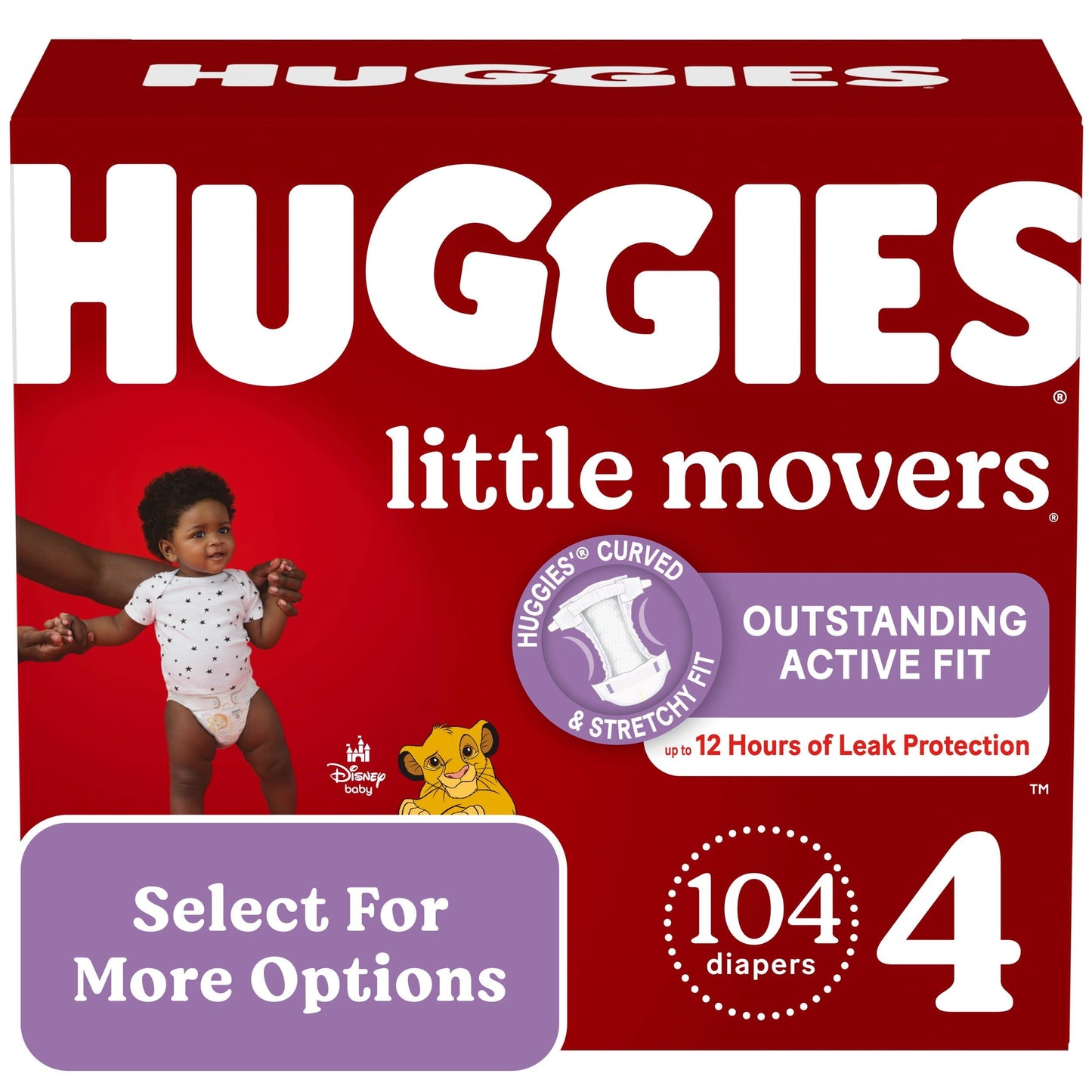 Huggies Little Movers Baby Diapers, Size 4, 104 Ct