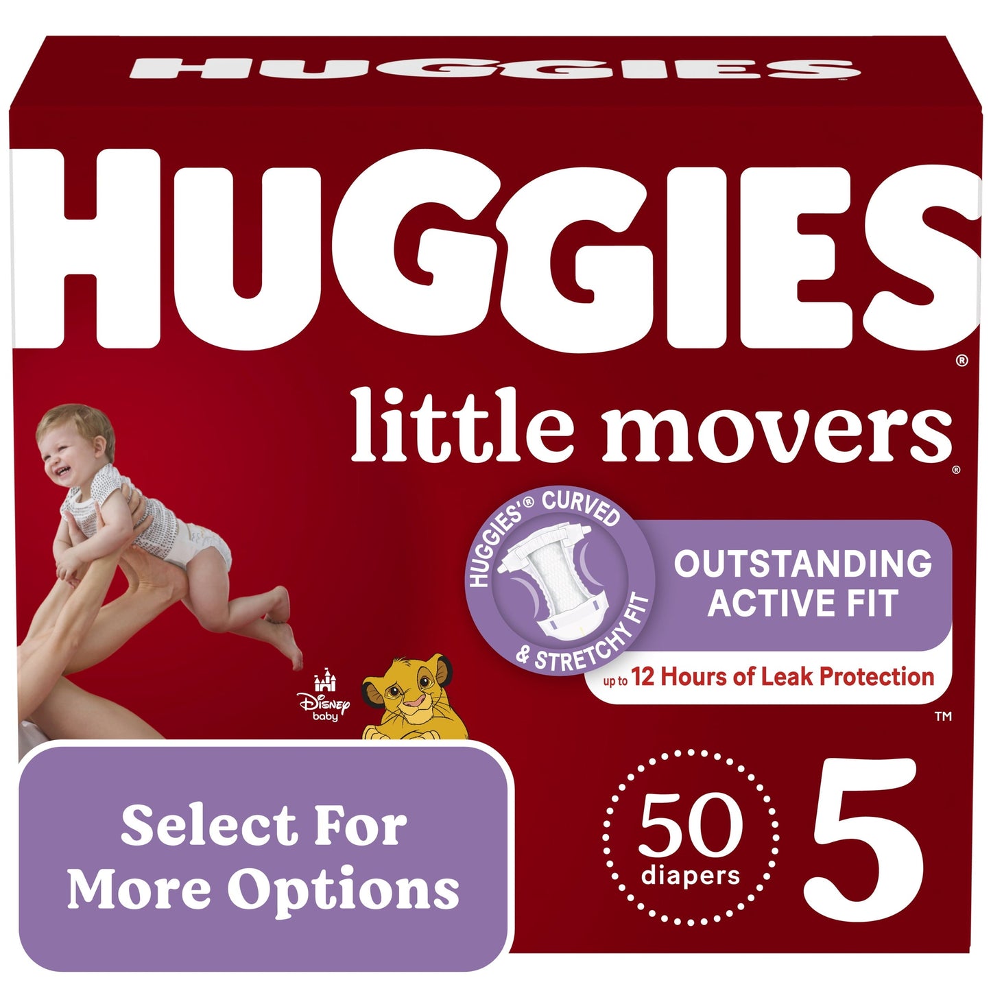 Huggies Little Movers Baby Diapers, Size 5, 50 Ct