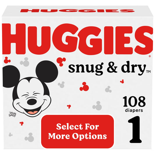 Huggies Snug & Dry Baby Diapers, Size 1, 108 Ct
