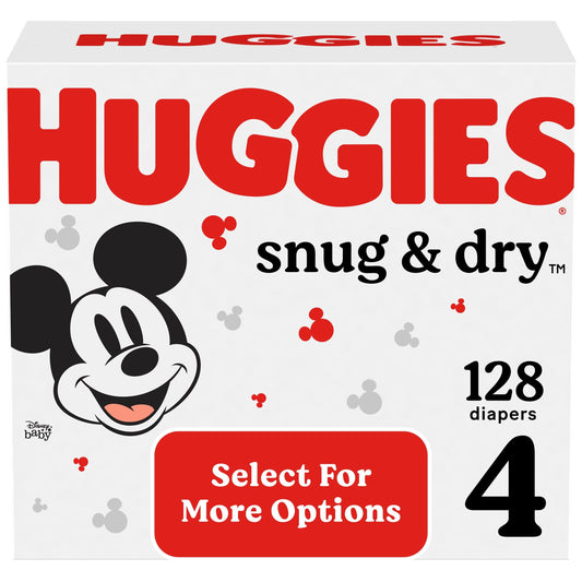 Huggies Snug & Dry Baby Diapers, Size 4, 128 Ct