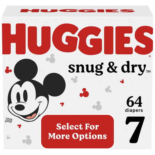 Huggies Snug & Dry Baby Diapers, Size 7, 64 Ct