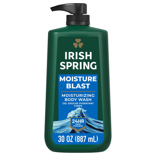 Irish Spring Moisture Blast Moisturizing Face and Body Wash, 30 oz Pump Bottle