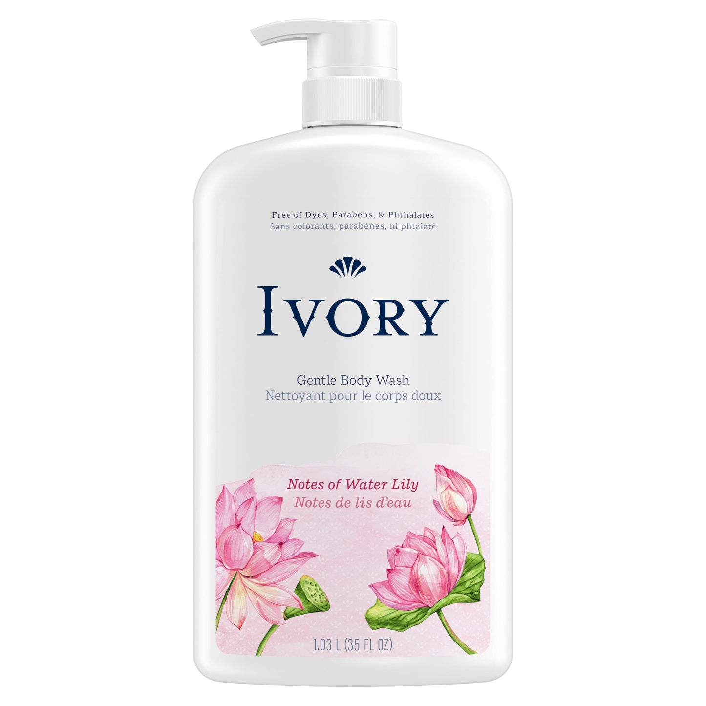 Ivory Mild & Gentle Body Wash, Water Lily Scent, 35 fl oz