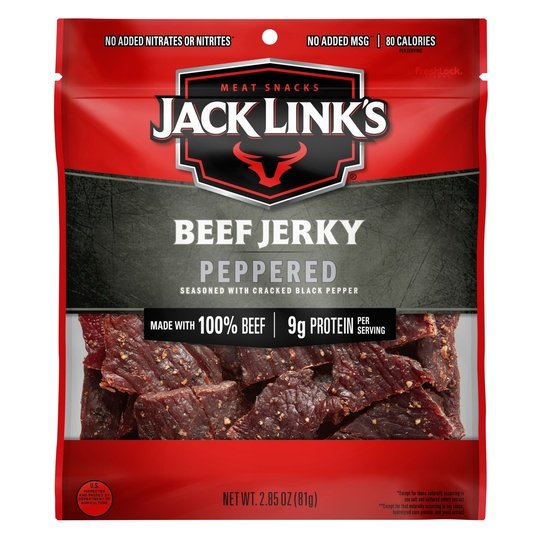 Jack Link’s Beef Jerky, Peppered, 100% Beef, 11g of Protein per Serving, 2.85 oz Bag