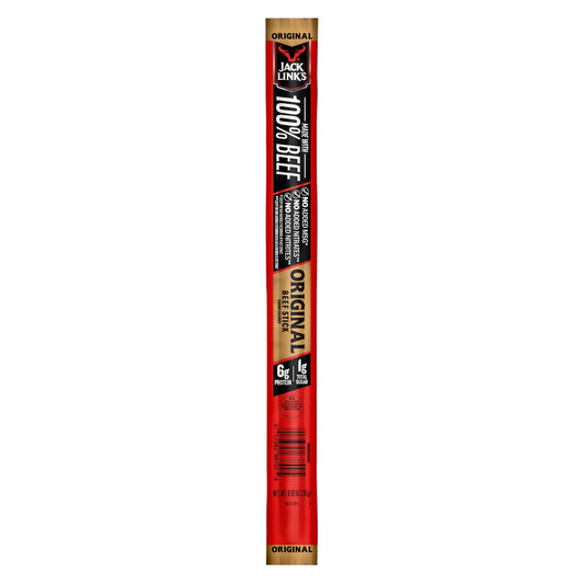 Jack Link’s Beef Sticks, 100% Beef, Original, 12g Protein per Stick, 0.92 oz Stick