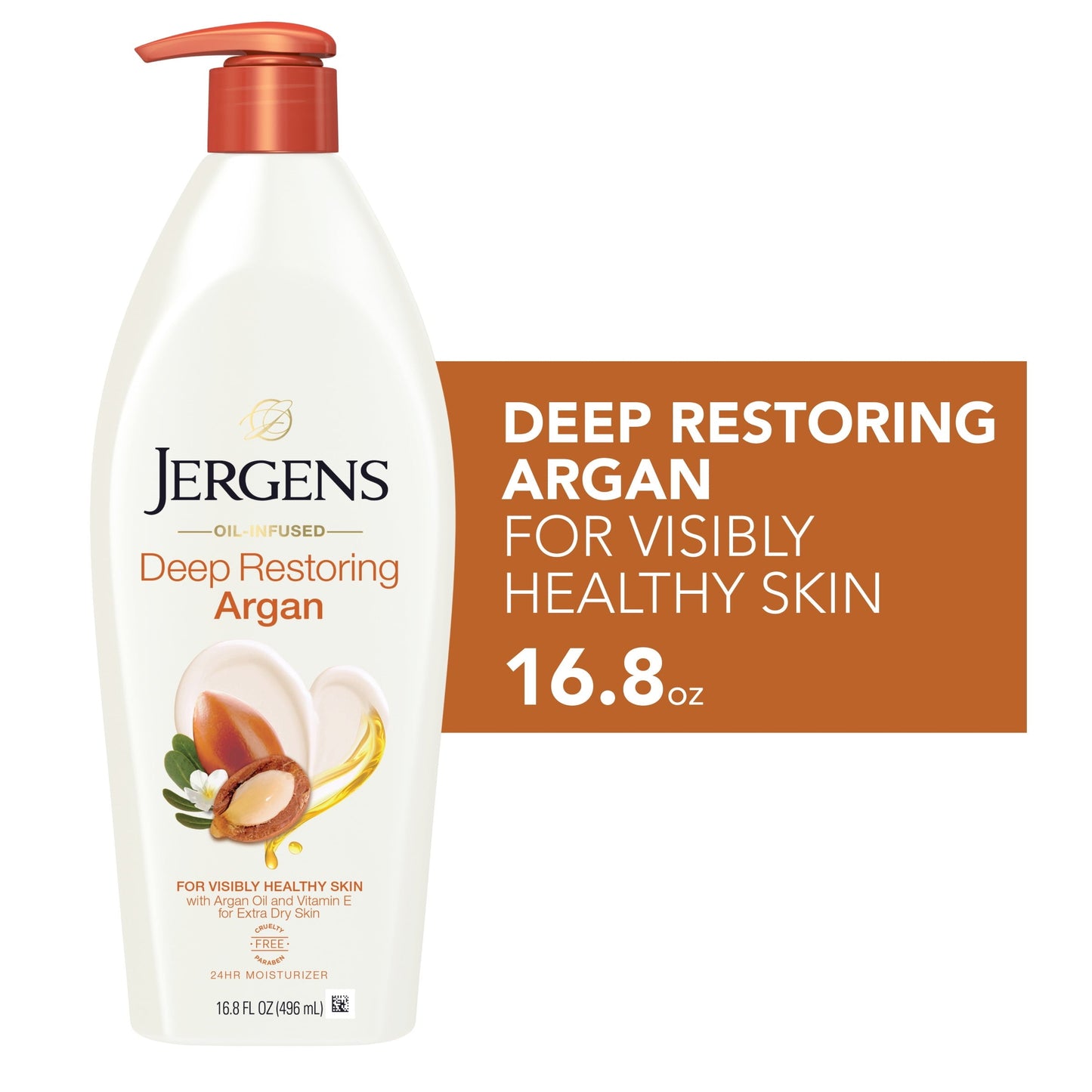 Jergens Hand and Body Lotion, Deep Restoring Argan Oil Body Lotion, 16.8 Oz