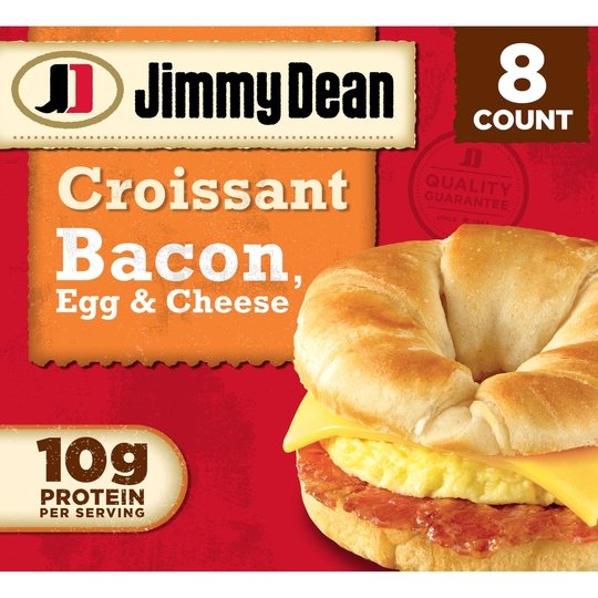 Jimmy Dean Bacon Egg & Cheese Croissant Sandwich, 28.8 oz, 8 Count (Frozen)