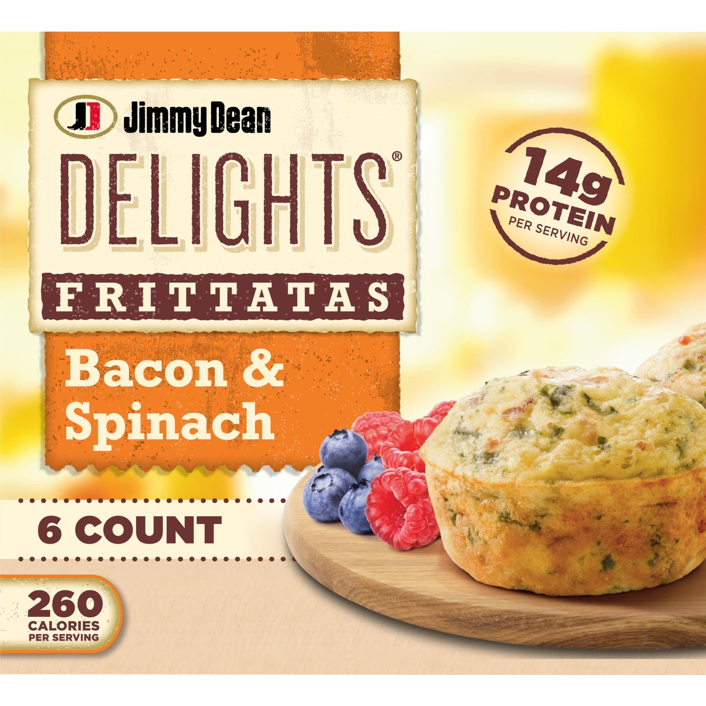 Jimmy Dean Delights Bacon & Spinach Frittatas, 12 oz, 6 Ct (Frozen)