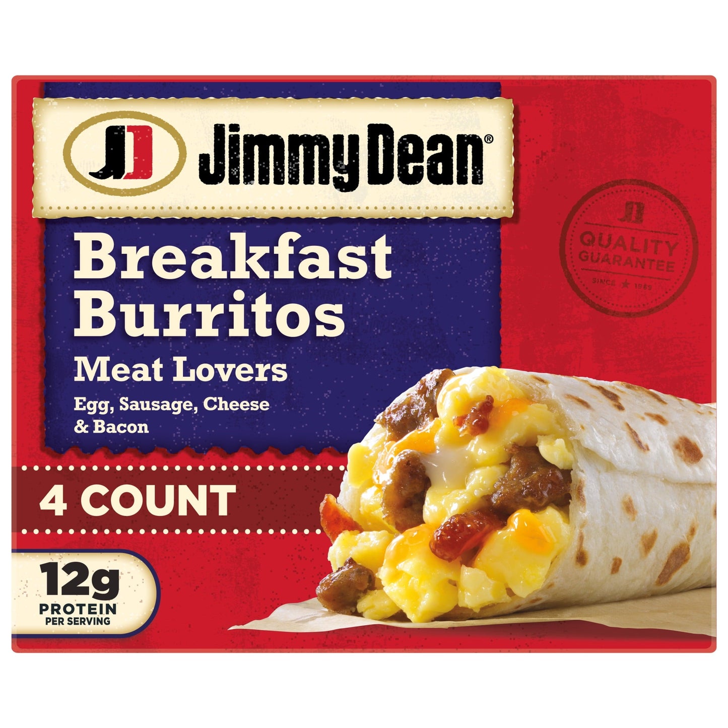 Jimmy Dean Meat Lovers Breakfast Burritos 17 oz, 4 Count (Frozen)