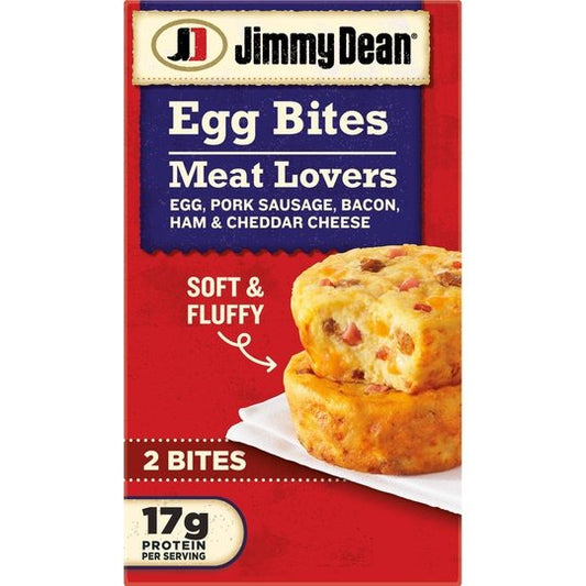 Jimmy Dean Meat Lovers Egg Bites, Pork Sausage Bacon Ham and Cheddar Cheese, 2 Count (Frozen)