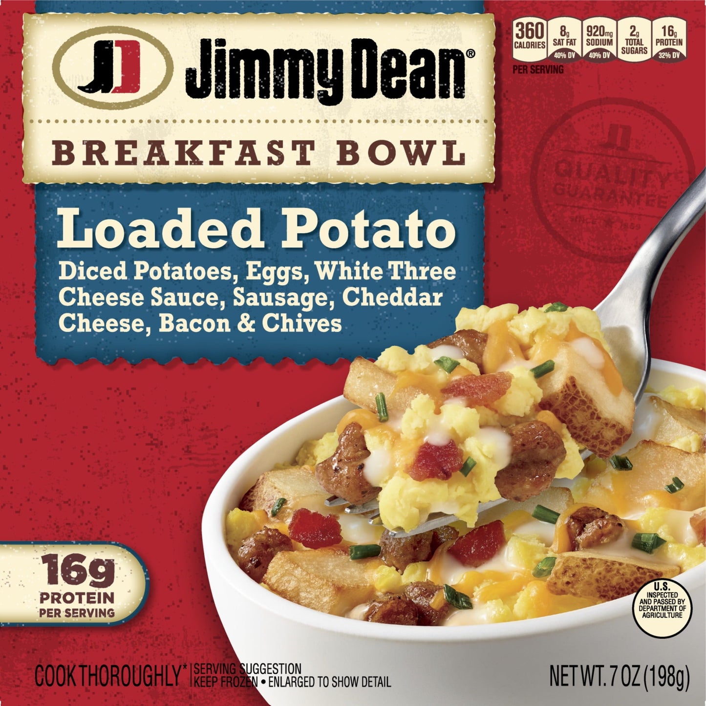 Jimmy Dean Sausage Cheese Loaded Potato Breakfast Bowl, 7 oz (Frozen)