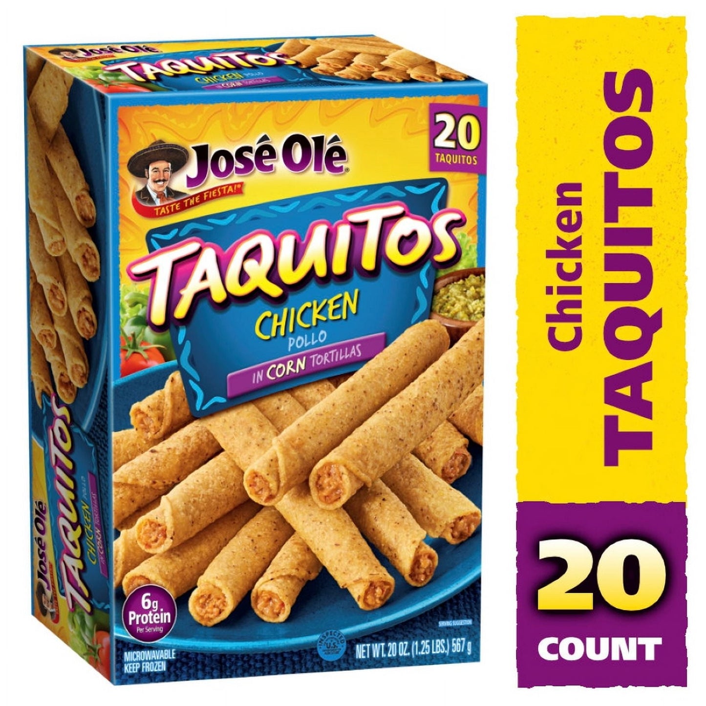 José Olé Chicken Corn Taquitos, 20 oz, 20 Ct (Frozen)