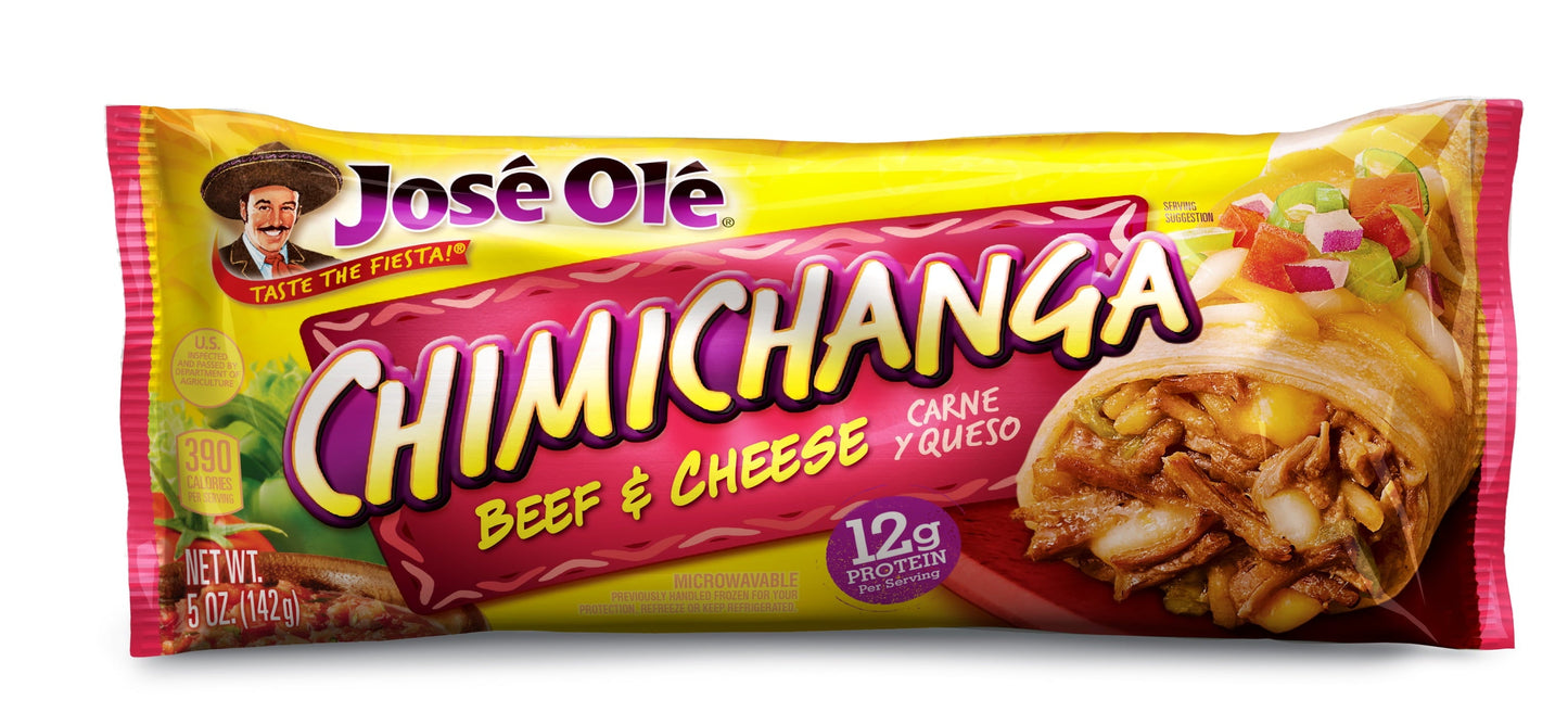 José Olé Individually Wrapped Beef & Cheese Chimichanga, 5 oz (Frozen)