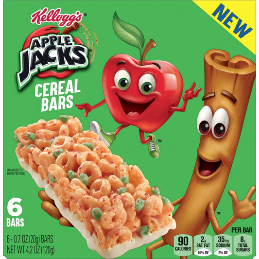 Kellogg's Apple Jacks Original Chewy Cereal Bars, Ready-to-Eat, 4.2 oz, 6 Count