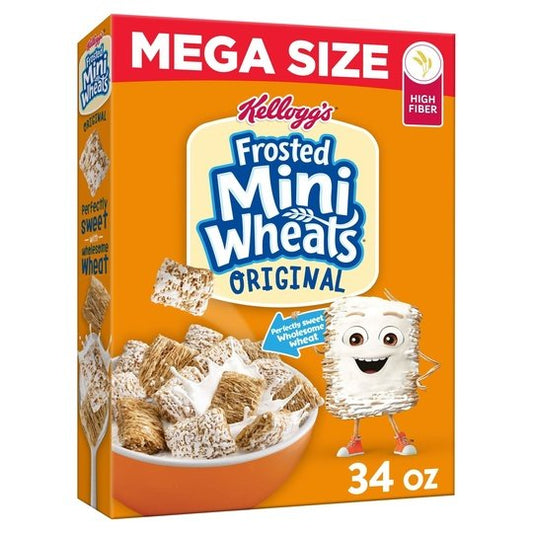 Kellogg's Frosted Mini-Wheats Original Cold Breakfast Cereal, Mega Size, 34 oz Box