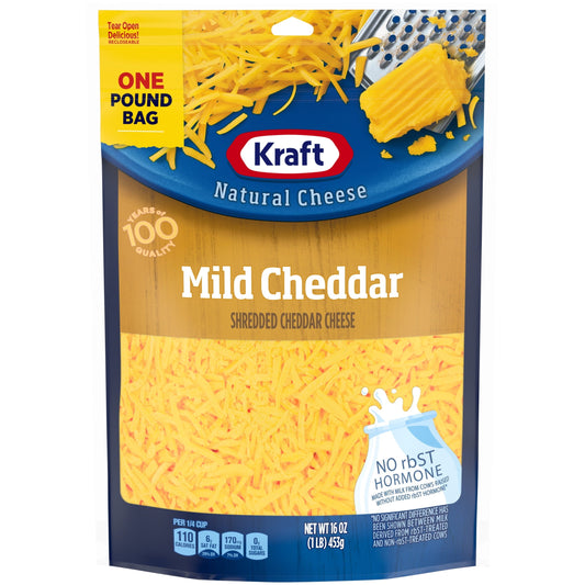 Kraft Mild Cheddar Shredded Cheese, 16 oz Bag