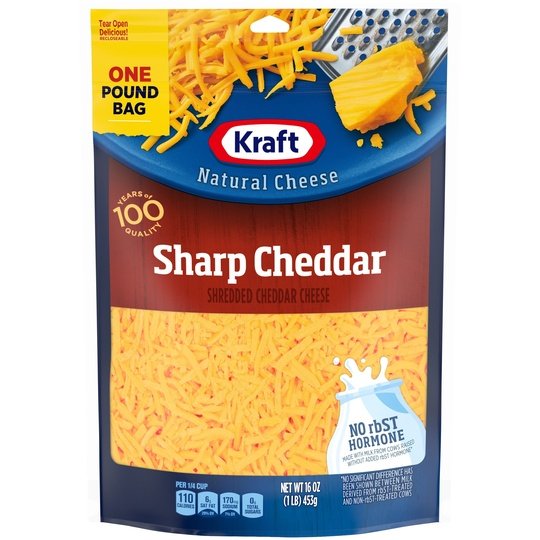 Kraft Sharp Cheddar Shredded Cheese, 16 oz Bag