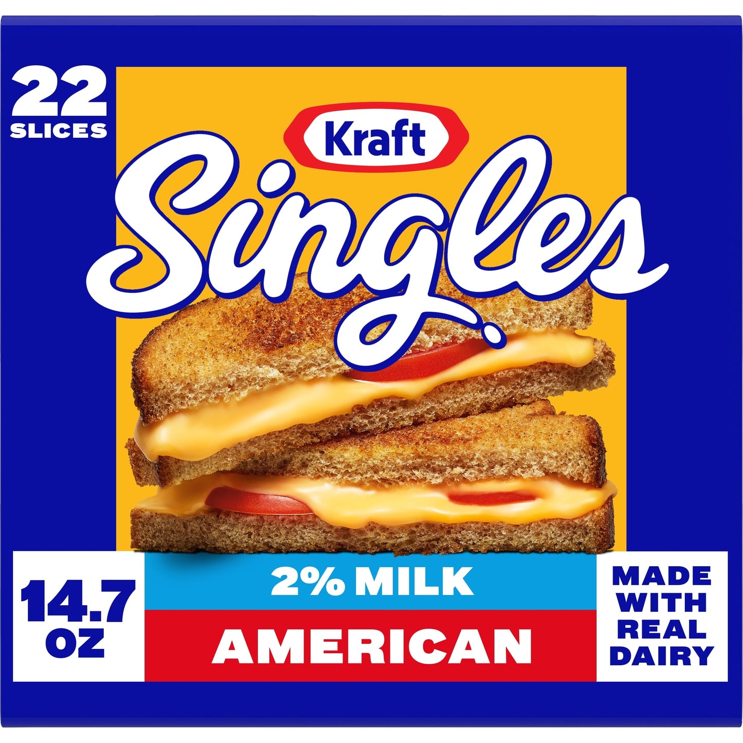 Kraft Singles 2% Milk American Cheese Slices, 22 Ct Pk