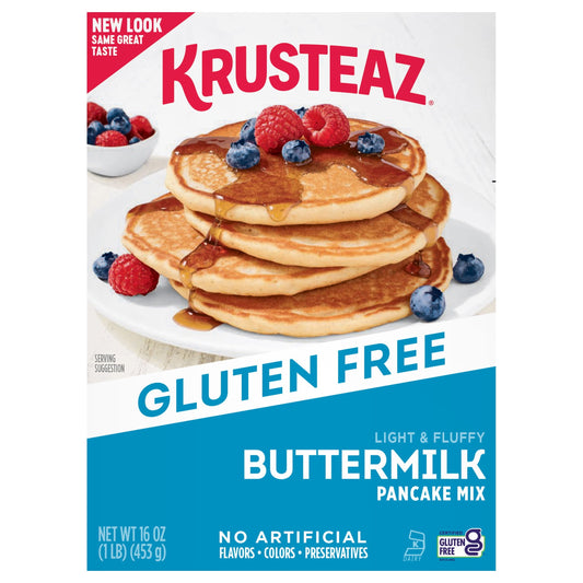 Krusteaz Gluten Free Buttermilk Pancake Mix, Light & Fluffy, 16 oz Box